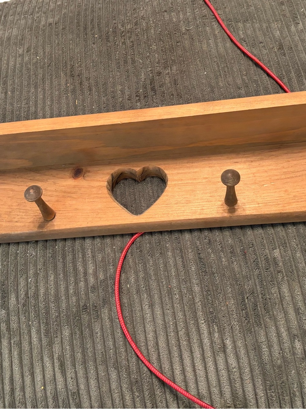 Vintage wooden heart cutout wall shelf rack